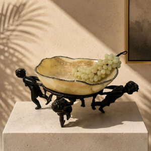میوه خوری ۴پایه فرشته برنز با سنگ مرمر /ART KAN 2100